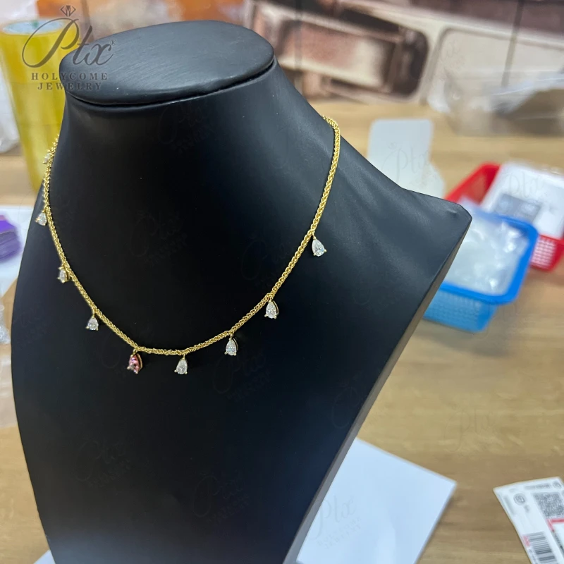 

Customized Necklace Total 5CT Water Drop Shaped Brilliant Moissanite Necklace Exclusive for Women Classic Jewelry Hypoallergenic