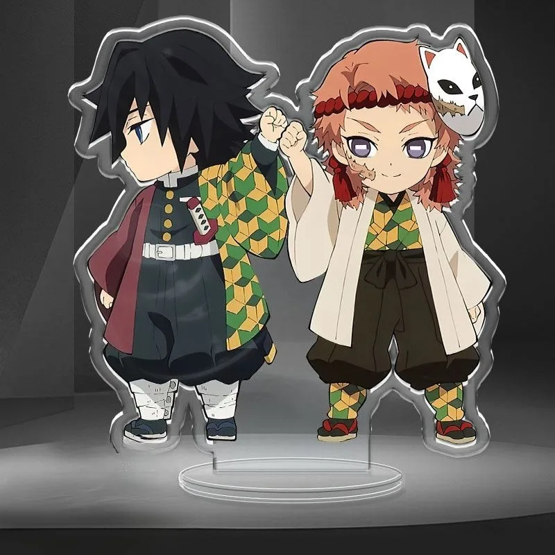 Demon Slayer Acrylic Stand Figure Kochou Shinobu Hashibira Inosuke Anime Peripheral Cute Cartoon Q Version Desktop Ornament view 2