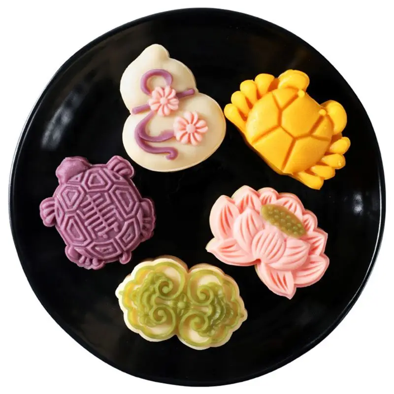 Y1UB 50g Lucky Bag Cookie Cutter Stamp Moon Cake Mold Hand Press Autumn Festival