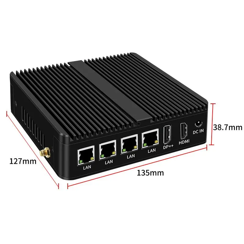 Intel N100 4xi225 2.5G Lan Mini Pfsense Firewall PC HD DP Celeron J4125 OpenWrt Mini computer industriale senza ventola RS232 RS485 4G