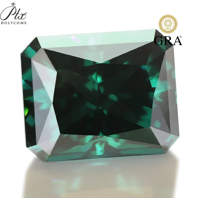 

PTX Radiant Cut Loose Moissanite Stones Green Color Crushed Ice Cut Gemstone Diamond VVS Clarity for Engagement Jewelry Making