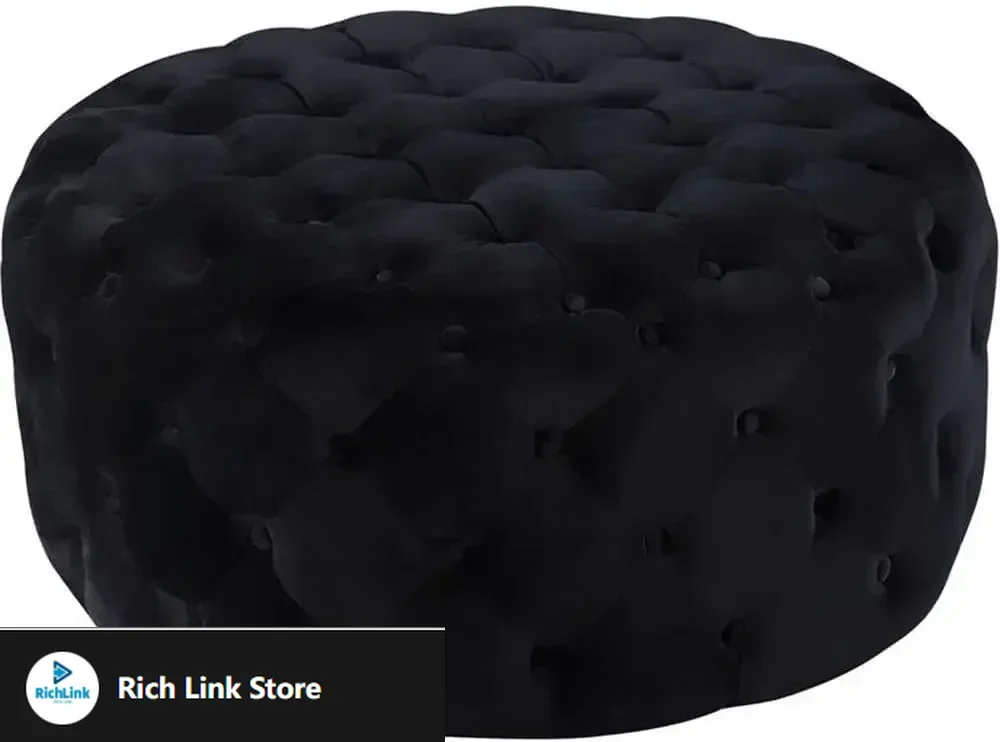 

Addison Collection Modern | Contemporary Velvet Upholstered Ottoman / Bench with Deep Button Tufting, Solid Wood Frame, Black