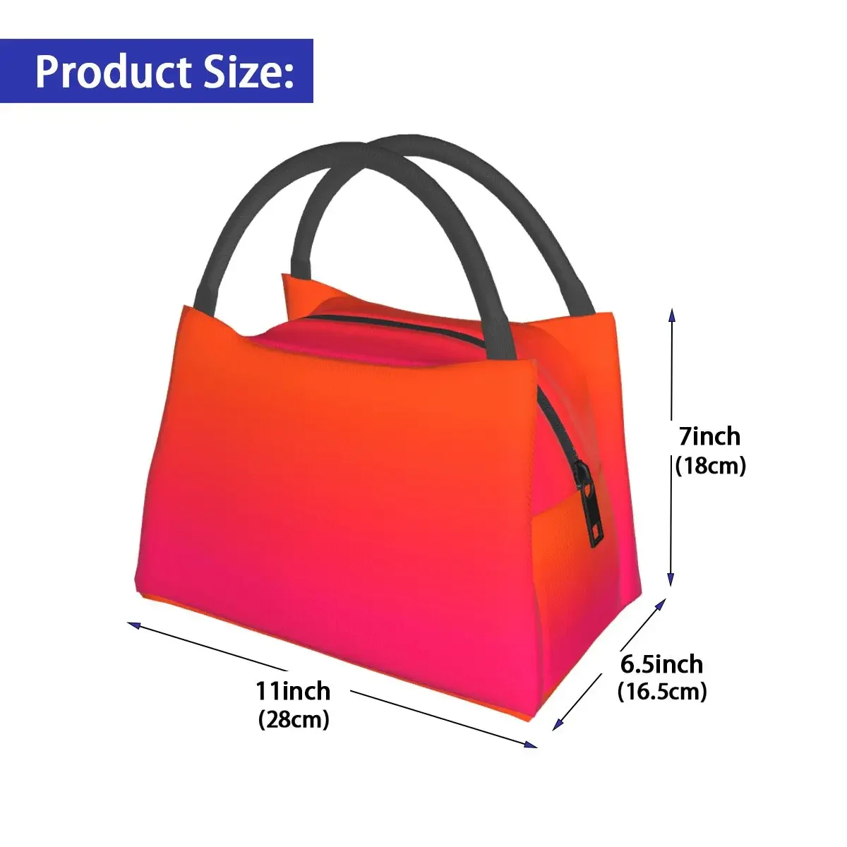 Bright Ombre Print Lunch Bag Neon Orange Pink Leisure Lunch Box School Portable Cooler Bag Oxford Graphic Design Tote Food Bags