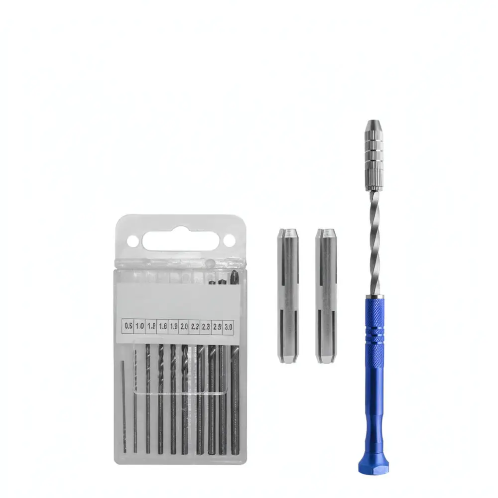 Blue Semi Automatic Hand Drill Tool Precise Manual Punching Device For Jewelry Hobby Craft Woodworking Micro Bit Holder