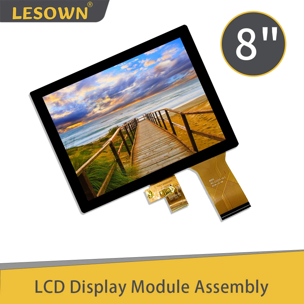 LESOWN mini LCD Screen 8 inch IPS Capacitive Touch 1024x768 HD Display HDMI VGA Control Driver Board DC12V Powered Module for PC