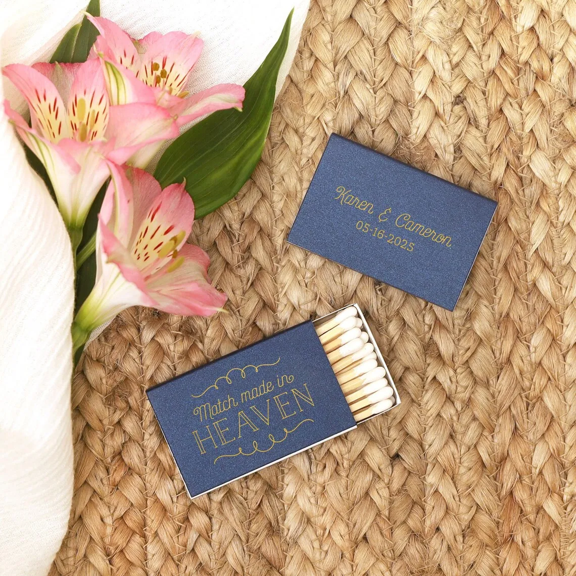 

Match Made in Heaven Matchboxes Custom Printed - Wedding Favor, Wedding Matches, Wedding Decor, Custom Matches, Foil Stamped, Br