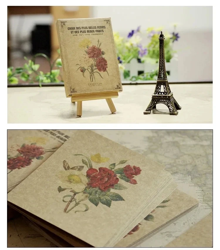 24 Sheets/Set Redoute Painting Plant Illustration Postcard DIY Rose Lilies Vintage Greeting Message Cards Student Gift