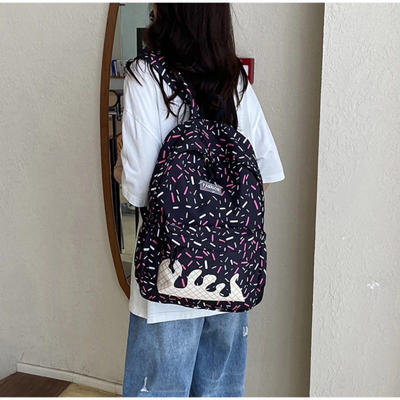 Schülerrucksack, Ice Cream Korean Teenage Girls Sweet Cute Schultasche, leichte, geräumige College-Tasche, Tagesrucksack mit großem Fassungsvermögen – Detail 11