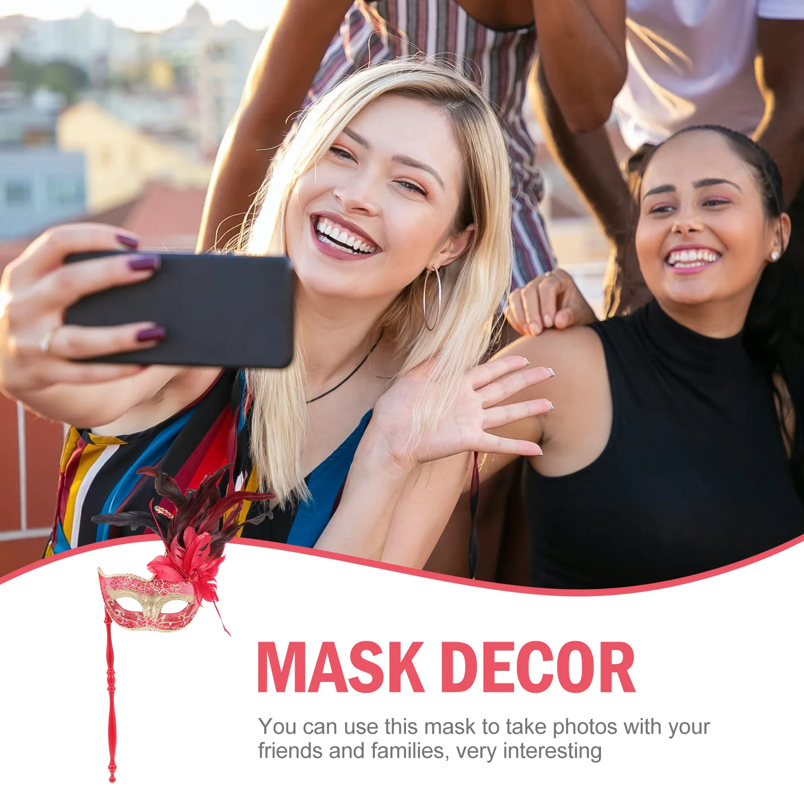 

Mask Handheld Masquerade Party Decor Halloween Cosplay Prop Festival Costume Accessory Women Gift