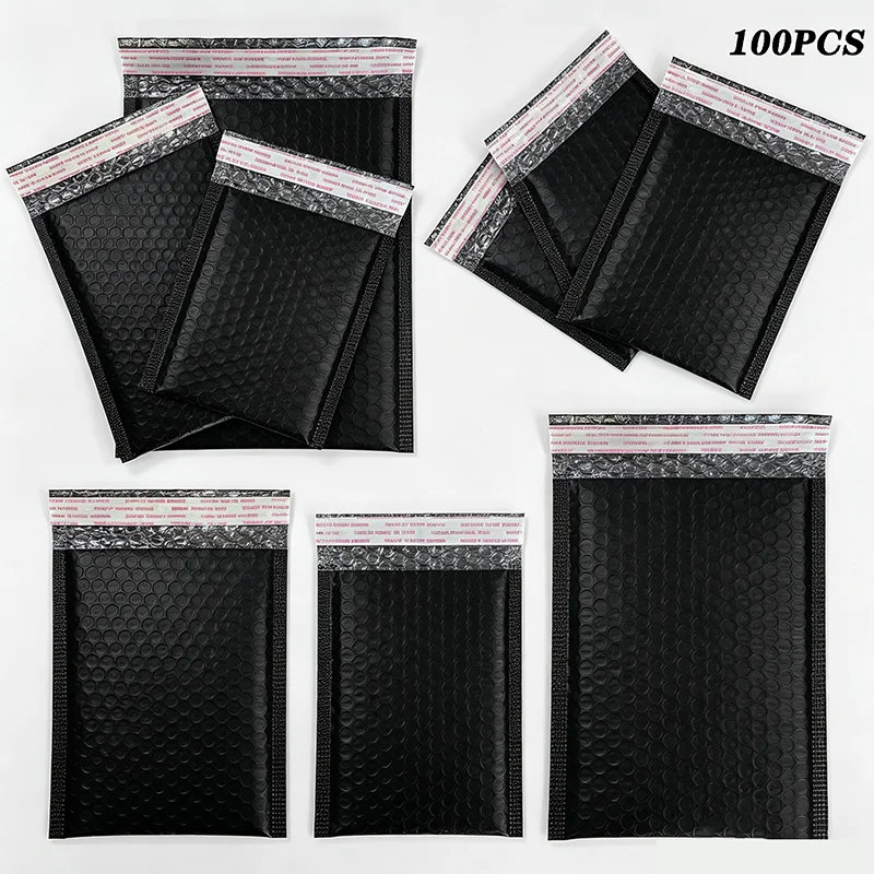 100Pcs Black Bubble Mailers Self Seal Poly Padded Envelopes Shipping Bags for Small Business Packaging - view 6