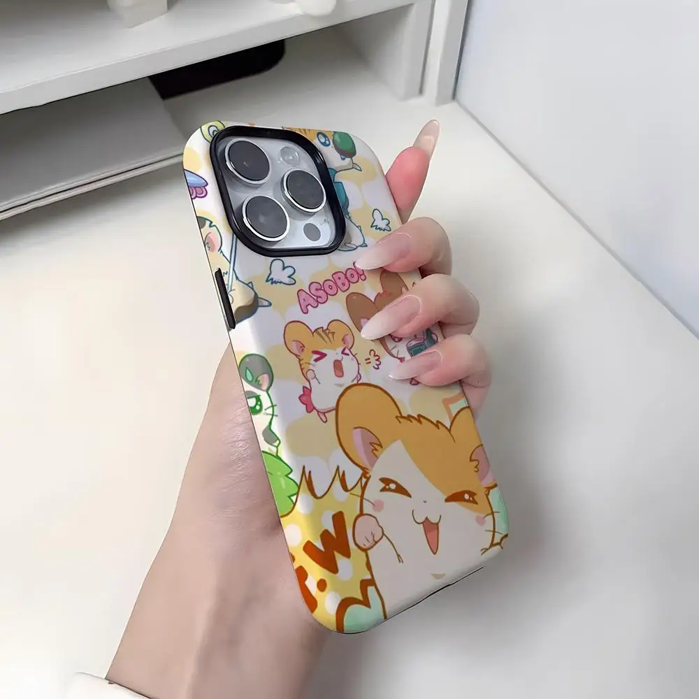 حافظة هاتف همتارو هامستر لهاتف آيفون 16 برو ماكس 15 13 14 12 11 14 برو ماكس 15 برو ماكس غطاء اثنين في واحد