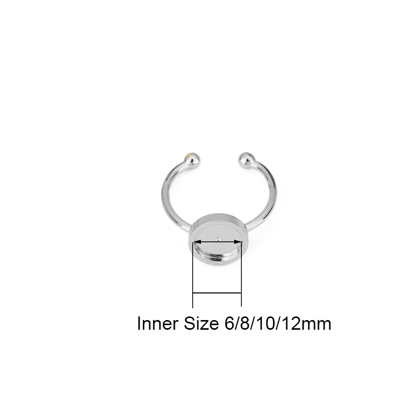 5pcs 6 8 10 12 mm Stainless Steel Round Ring Settings Tray Diy Adjustable PVD Never Fade Cabochon Cameo Base For Jewelry Making