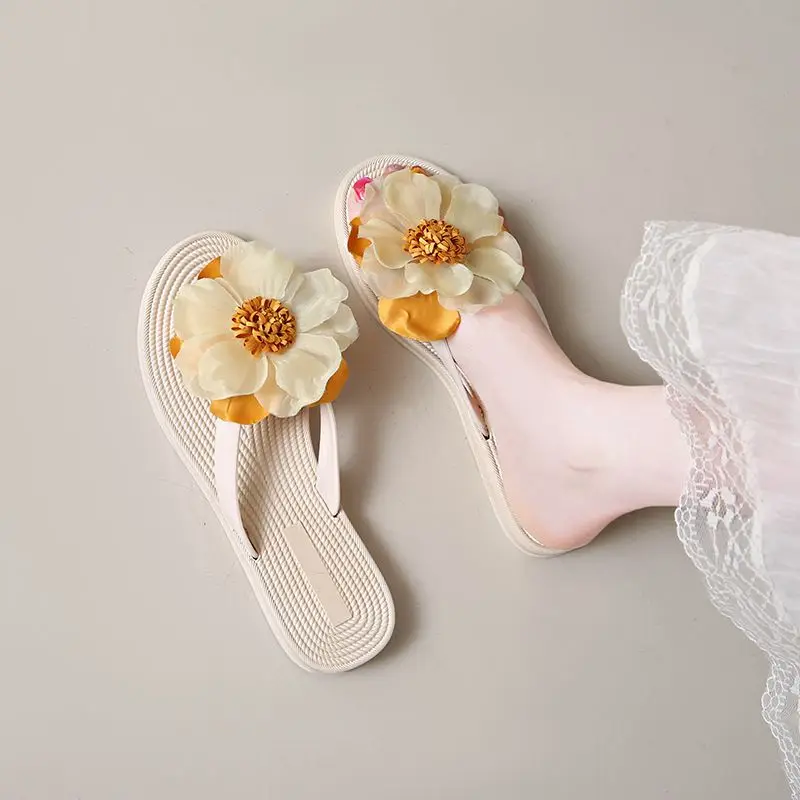 Women's Sunflower Toe-Post Flip Flops Summer Non-Slip Fashionable Cute Beach Sandals for Outdoor Home Wear