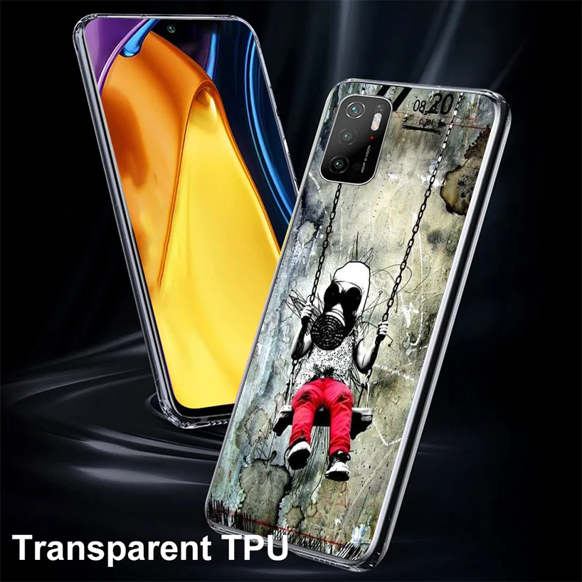 Street Art Banksy Graffiti Phnoe Case for Xiaomi Poco X5 Pro X4 Gt X3 Nfc M5S M4 M3 M2 F3 F2 F1 Mi Note 10 Lite A2 A3 Unique Cov