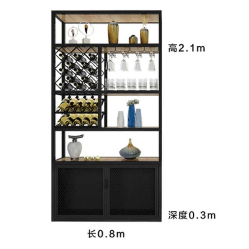 

Winery restaurant wrought iron wine rack bar wine cabinet simple red display rack floor-to-ceiling glass storage rack