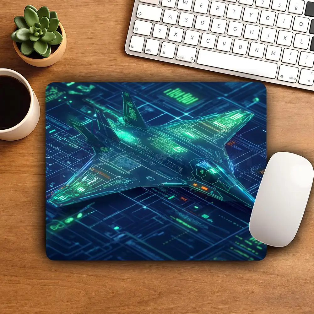 

HYBXAXC Sci-Fi Neon Holographic Jet Small Mouse Pad Non-Slip Rubber Base Extended for Gamers Washable & Durable for Tech Fans
