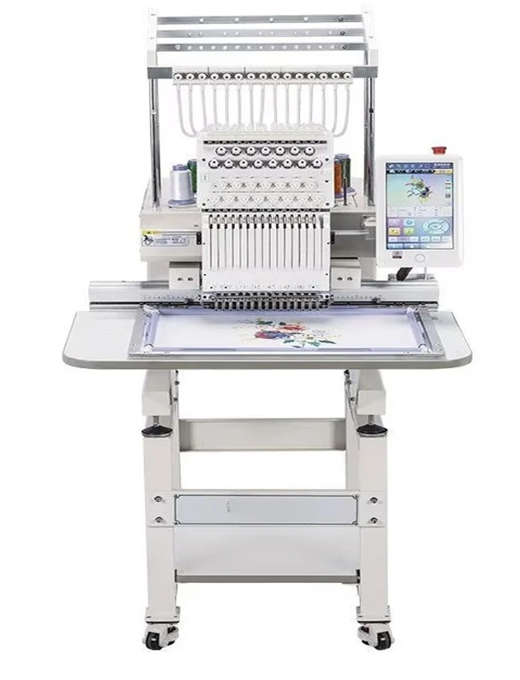 Automatic computerized embroidery machine ready-to-wear baseball cap multi-functional single head 12 needles 15