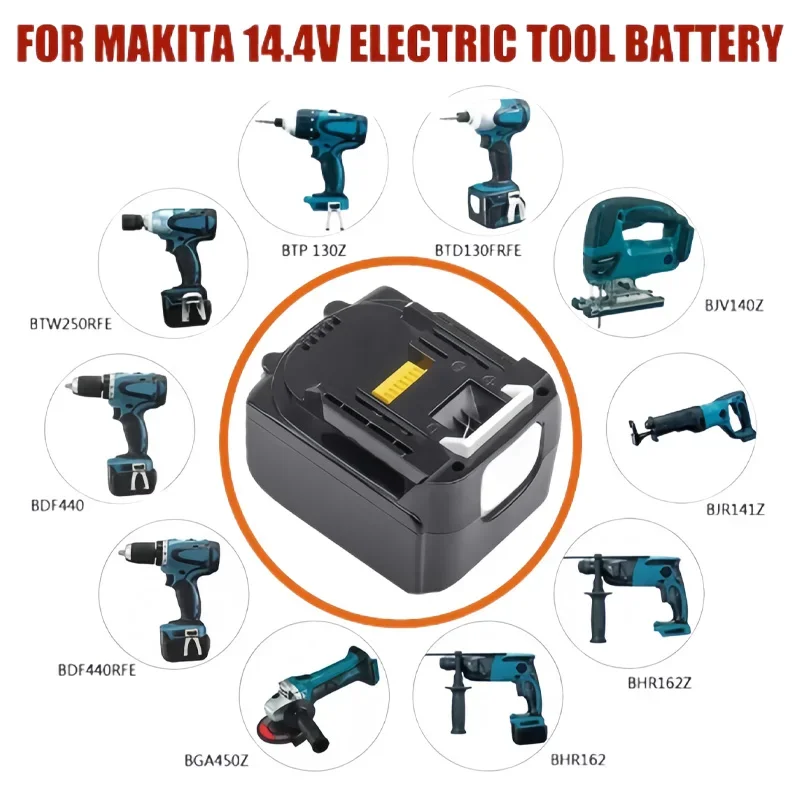 Makita rechargeable lithium-ion battery, 14.4V, 3.0Ah, 3000mAh，BL1460, BL1430, 1415, 194066-1