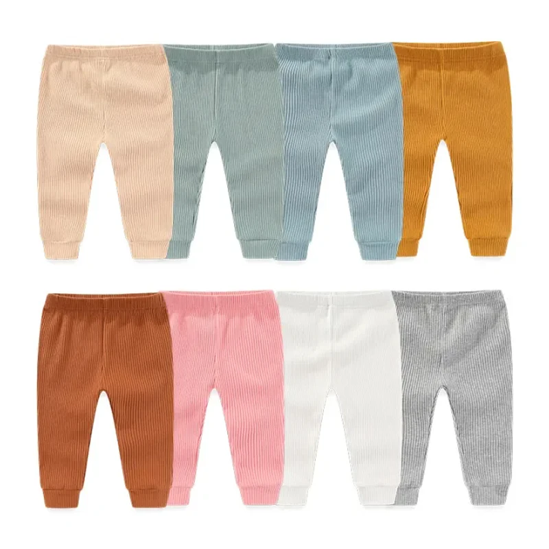 Unisex Solid Color 1 Piece Cotton Baby Girl Trousers 0-24Months Newborn Baby Boy Pants Autumn Legging Spring