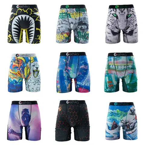 ETHIKA 1Pcs Men Underwear Sexy Boxershorts Breathable Mens Trunks Plus Size S-3XL Man Swimming Underpants Men's Panties Boxers