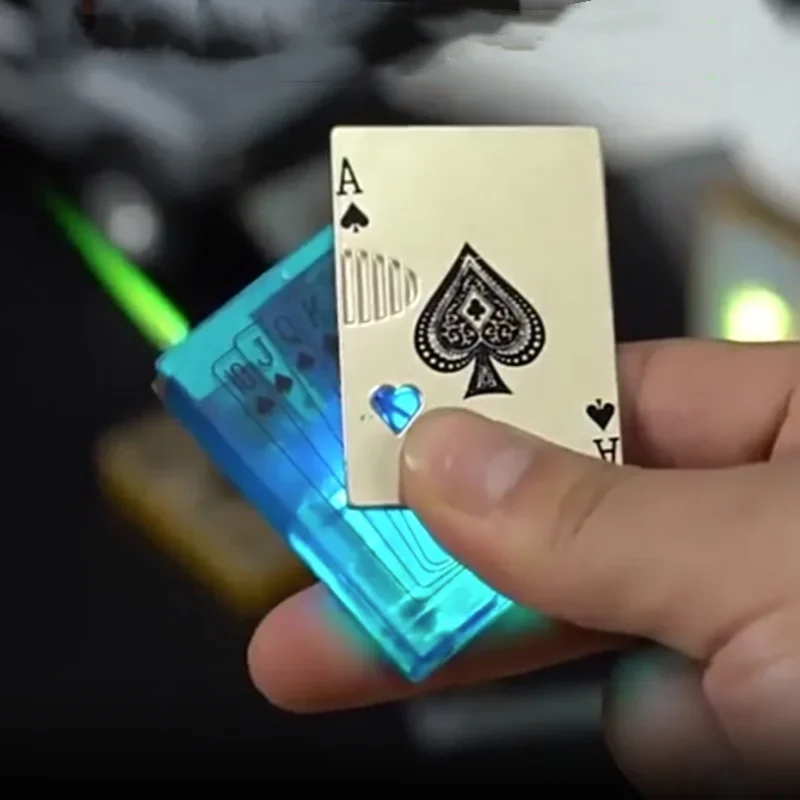 

Creative Poker Ace of Spades Lighter Butane Windproof Straight Metal Lighter Men's Fun Toy Cigarette Lighter