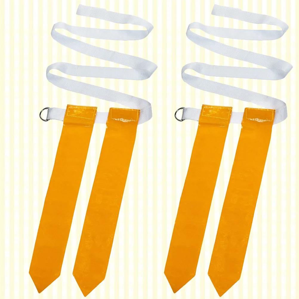 2 Buah Sabuk Bendera Pinggang Sepak Bola Amerika Aksesori Pita Rugby Nilon Putih Kuning untuk Latihan dan Pertahanan Permainan