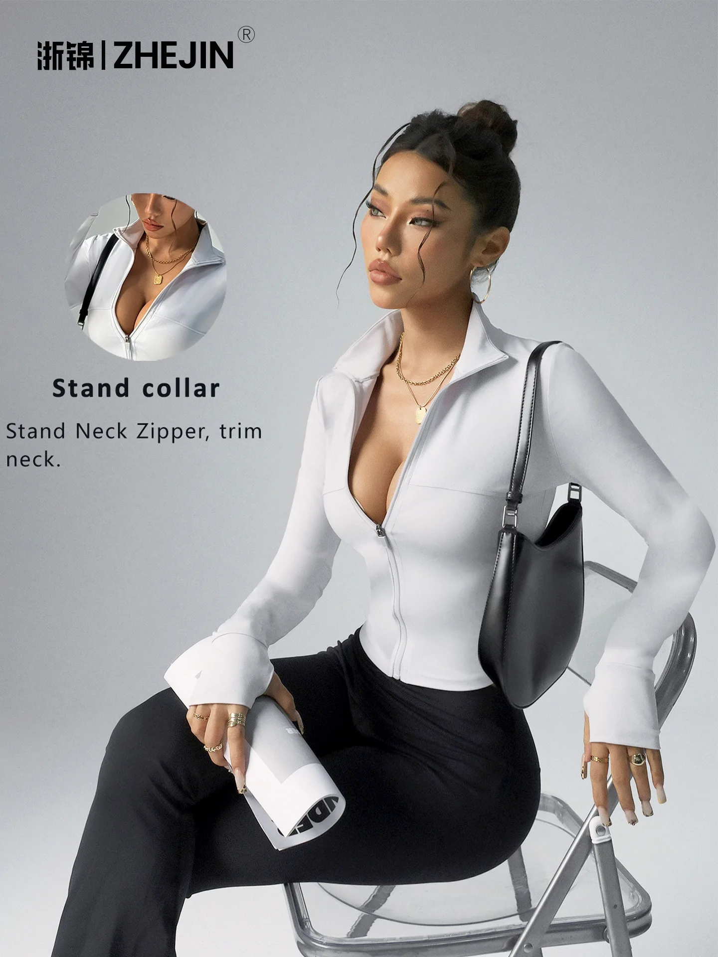 

Women's fitness yoga wear, sportswear, quick-drying casual sports yoga coat, women's autumn top, zipper cardigan, comfortable