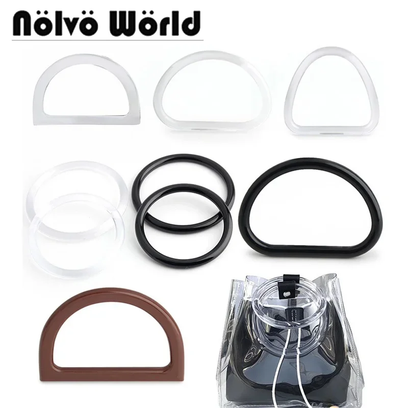 2/4/10pcs Acrylic Knitted Bag Transparent Purse Brackets D Handles for Making Beach Bags DIY Handmade Macaron Bag Black Handle