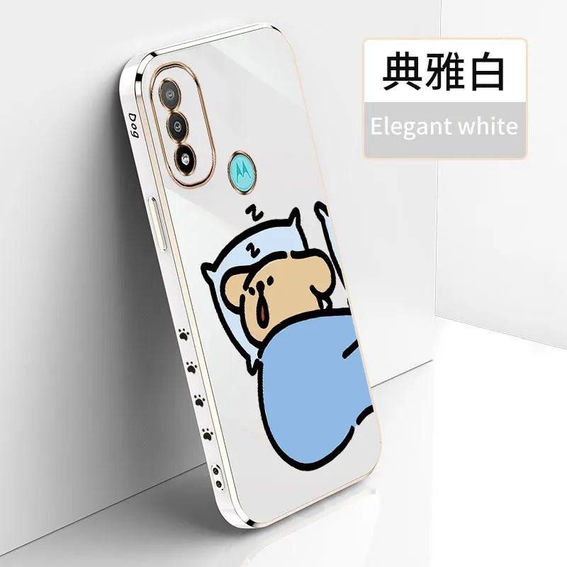 E20 Sleeping Puppy Plating Phone Case For Motorola Moto E20 Cover