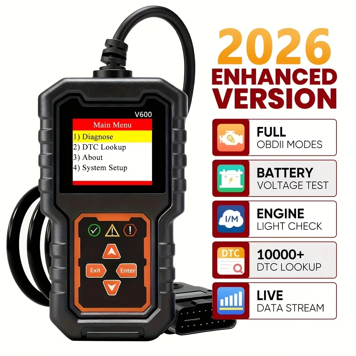 V600 OBD2 Diagnostic Scanner Car Code Reader Vehicle Health Inspection Tool Auto Code Reader Scanner