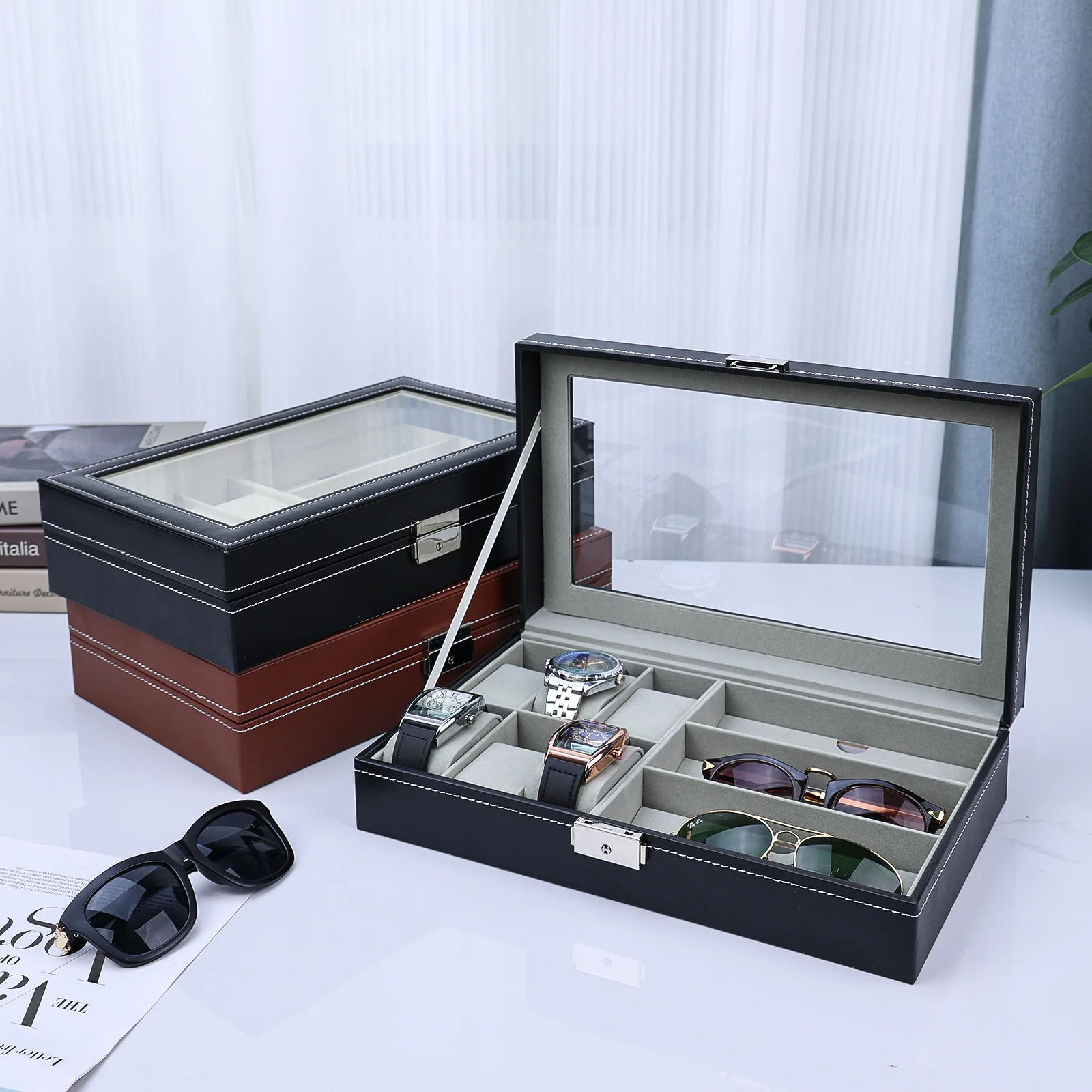 

Household Practical Multi Functional Watch Accessories Sunglasses Jewelry Storage Box Travel Watch Accessories Organizing Box