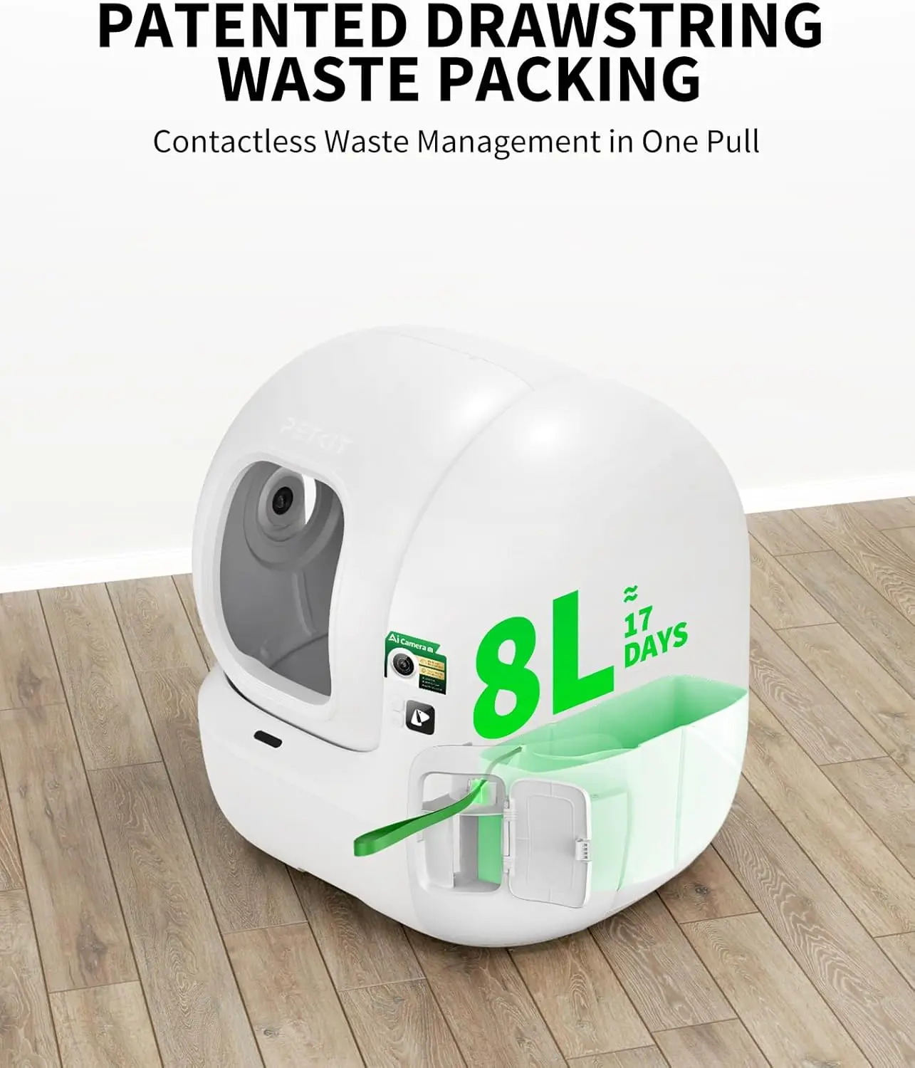 2025 صندوق فضلات القطط ذاتي التنظيف بكاميرا AI، 210 ° عدسة واسعة الزاوية للرؤية الليلية للتعرف على وجه القطط #6