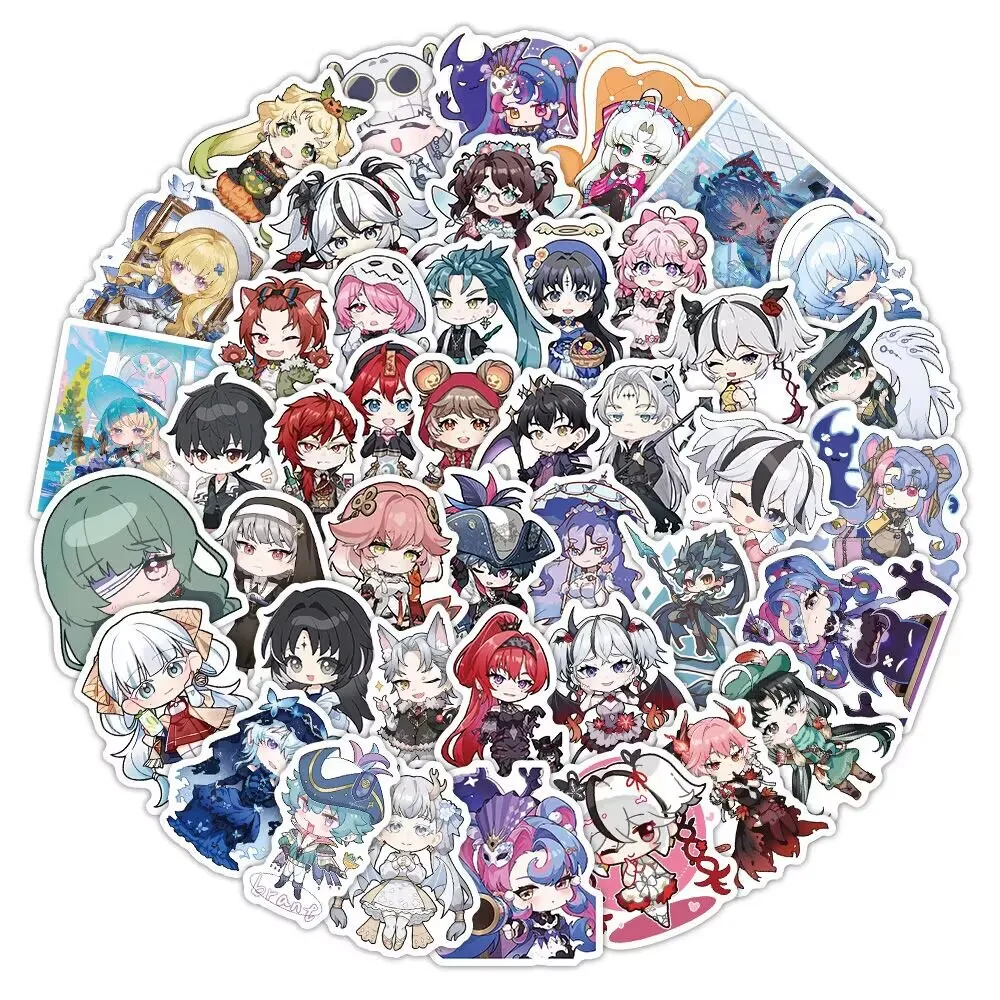 【 슈퍼 귀여운 Mingchao Q 버전 작은 그림 스티커 】 게임 주변기기용 새로운 자체 DIY 방수 스티커 128개