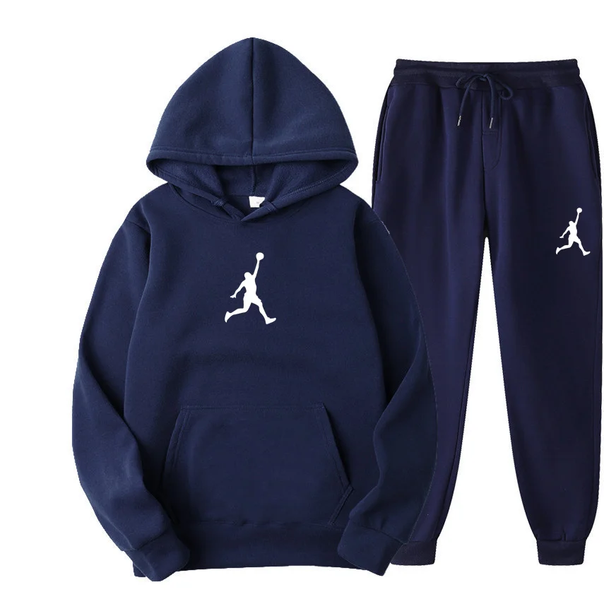 2 Pieces Sets Tracksuit Hooded Sweatshirt +Drawstring Pants Male Sport Hoodies Running Sportswear Men Women Brand Autumn Winter