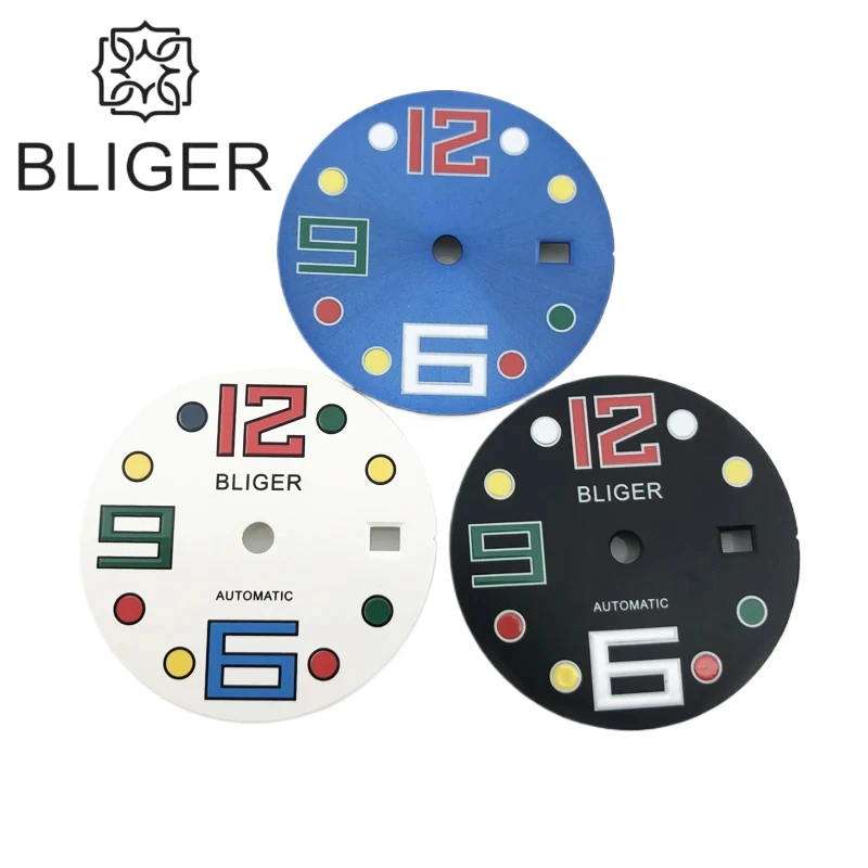 

BLIGER 28.5mm Diameter Watch Dial Colorful Number Suitable For ETA2824 2836 Mingzhu DG2813 3804 Miyota 8205 8215 821A Movement