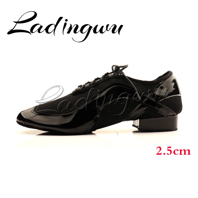 Ladingwu New Style Men Latin Dance Shoes Rumba Tango Dance Shoes Men Salsa National Standard Dance Shoes Breathable Mesh+PU