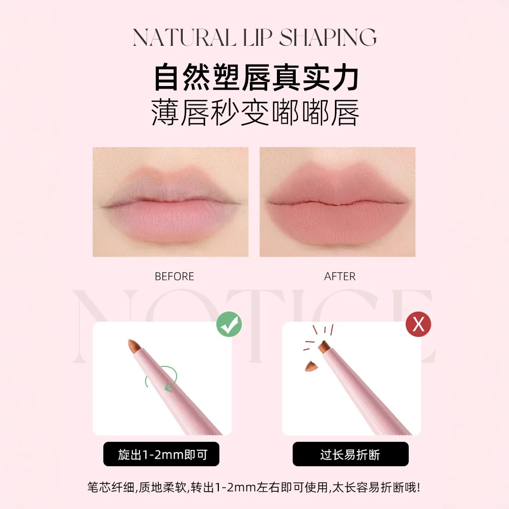 RMT delineador labial de ponta dupla contorno resistente à água lápis labial de ponta dupla batom liso falso