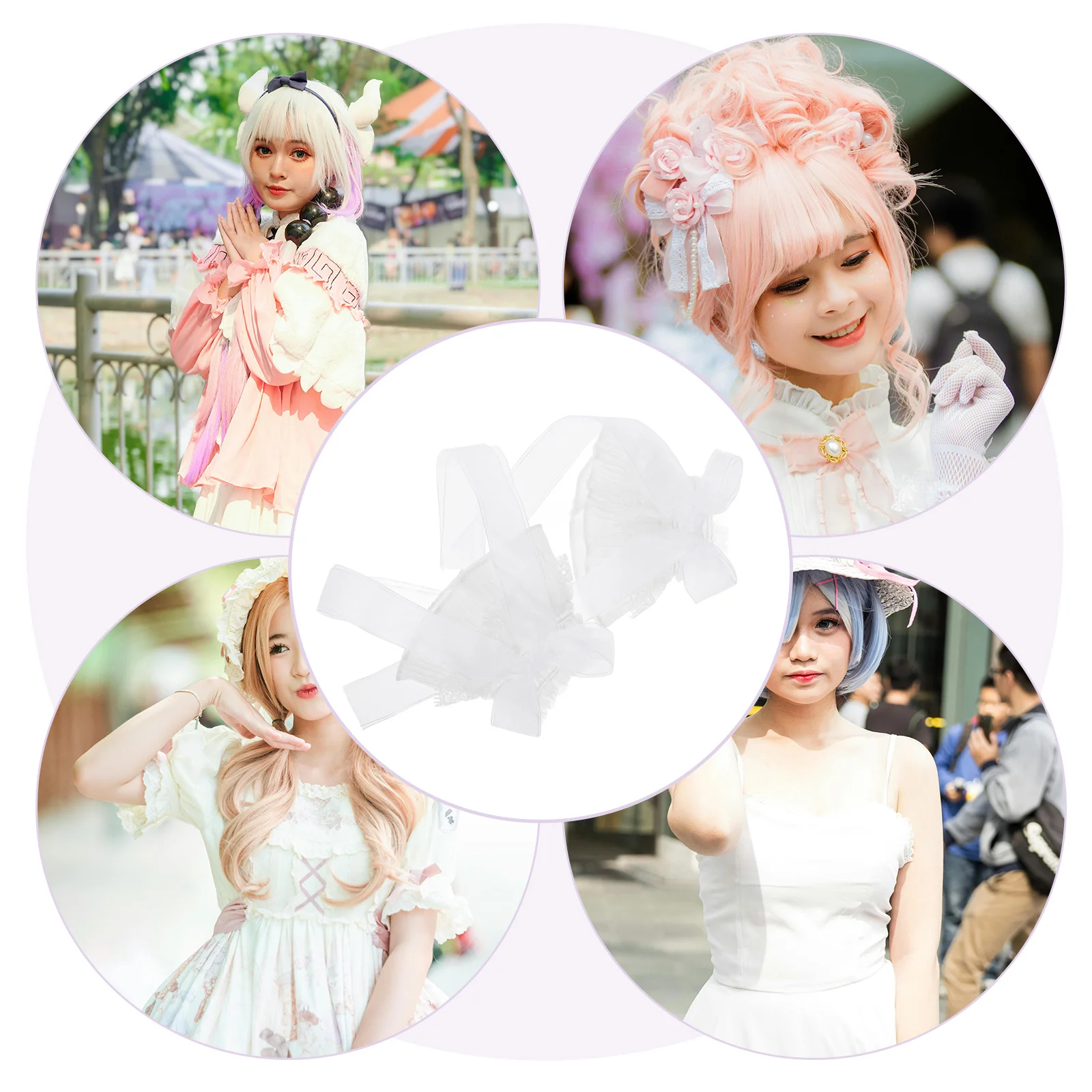 1 زوج الأبيض الشيفون تكدرت الدانتيل المعصم الأصفاد شير مطاطا أصابع قفازات للنساء حفل زفاف الشاي الحدث لوليتا