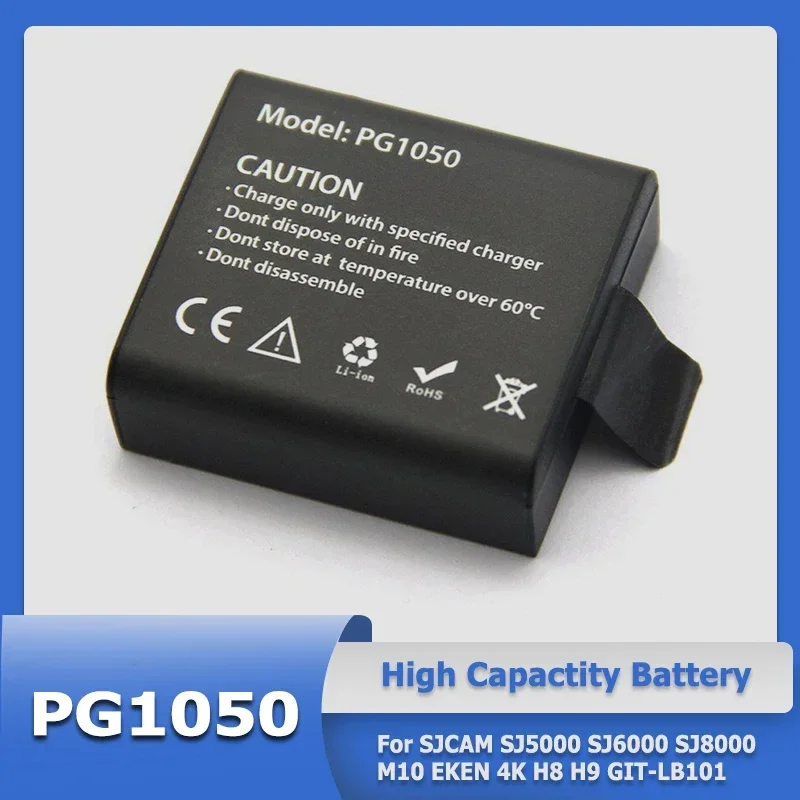 2023 New PG1050 3.7V 1050mah Sport Action Camera Battery for EKEN H9 H9R H3 H8PRO SJ4000 SJCAM SJ5000 M10 SJ5000 Replace Battery