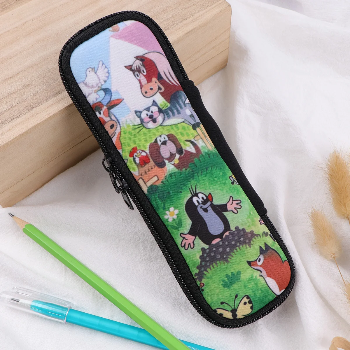 

Милая маленькая сумка для ручек-кротов, большой вместительный пенал, многофункциональная сумка для хранения, школьные канцелярские принадлежности, органайзер, принадлежности