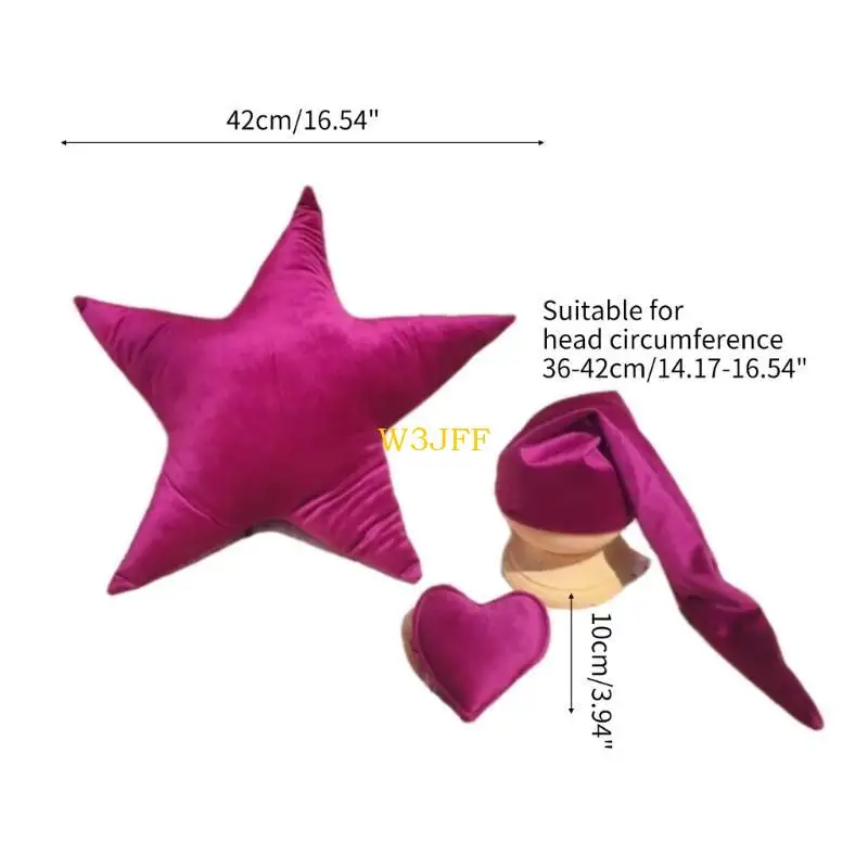 W3JF رائعتين وسادة تصوير للأطفال حديثي الولادة على شكل نجمة مع مجموعة على شكل قلب #6