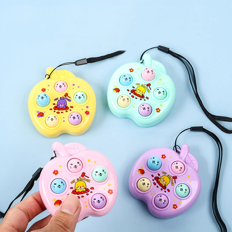 Cartoon Cute Little Apple Memory Game Machine Handheld Mini Game Machine Creative Cute Hit Ground Mouse Game Machine Puzzle Toy