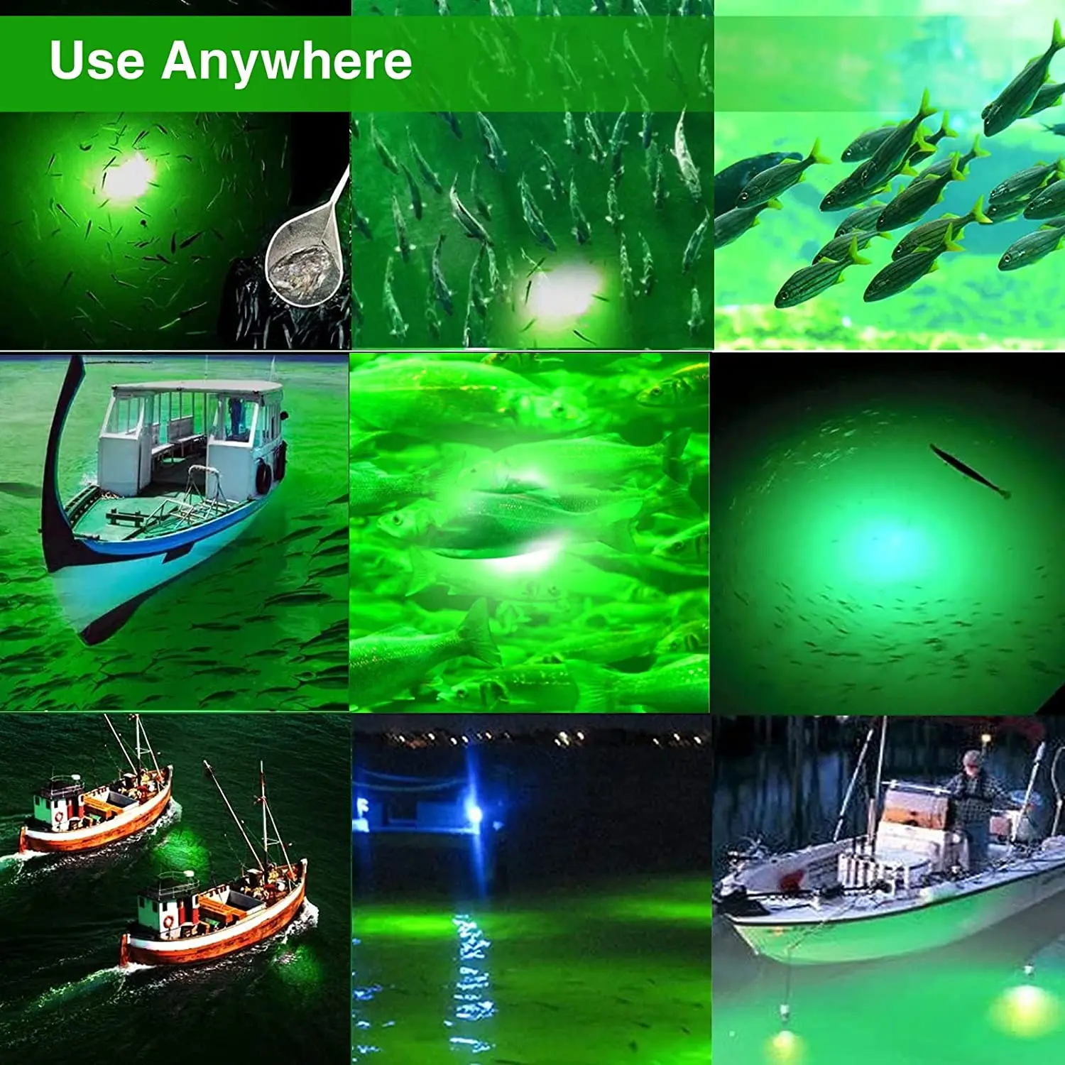 Imagem -06 - Submersível Verde Led Luz Subaquática Pesca Noite Lure Ip68 400w 12v