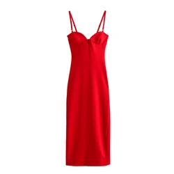 Zach Ailsa's 2024 Spring/Summer New Product Women's High end Red Temperament Waist Wrapped Long Strap Dress