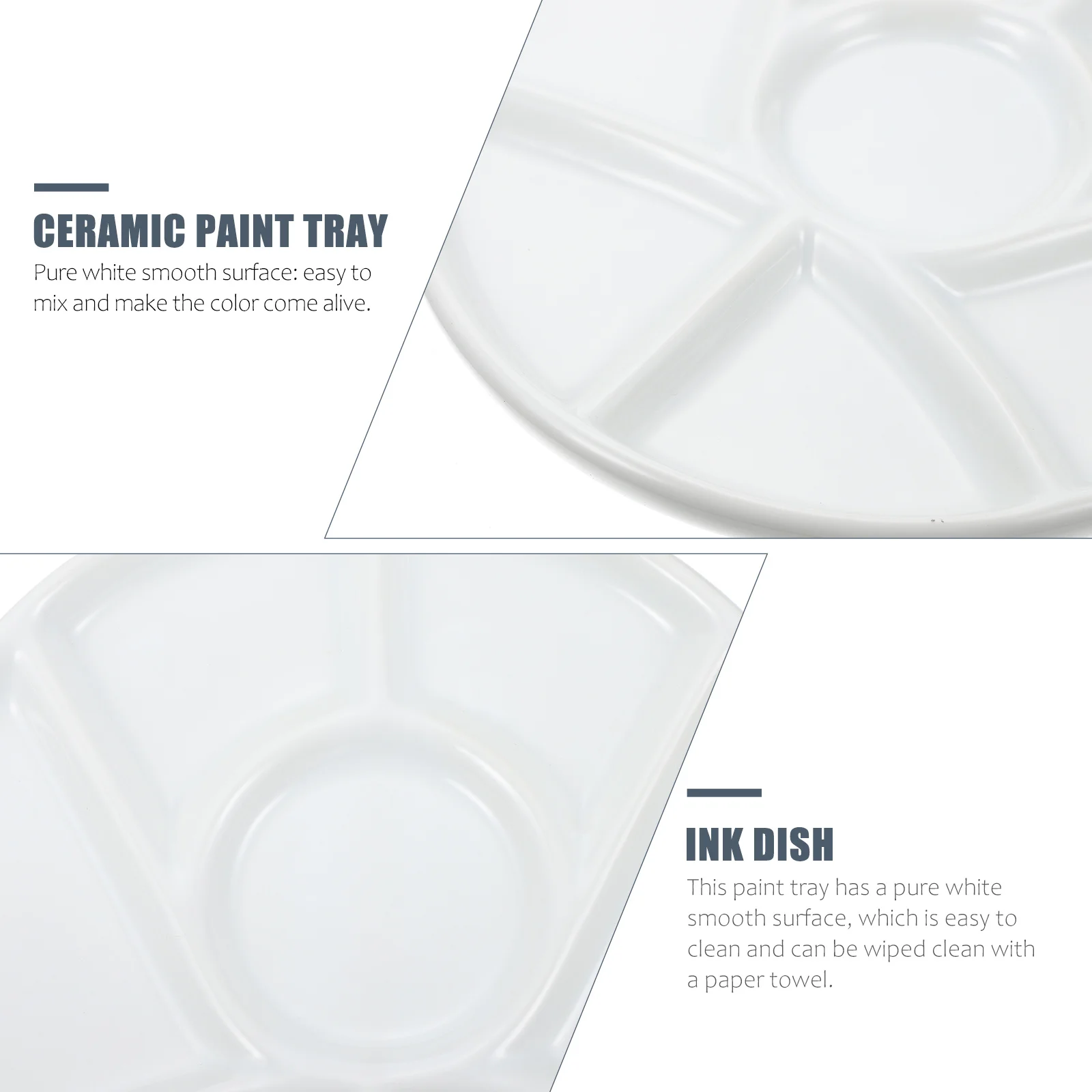 

Durable Round Ceramic Color Mixing Plate Portable Pigment Tray for Painting Ink Watercolor Sauce Ceramic Paint Tray