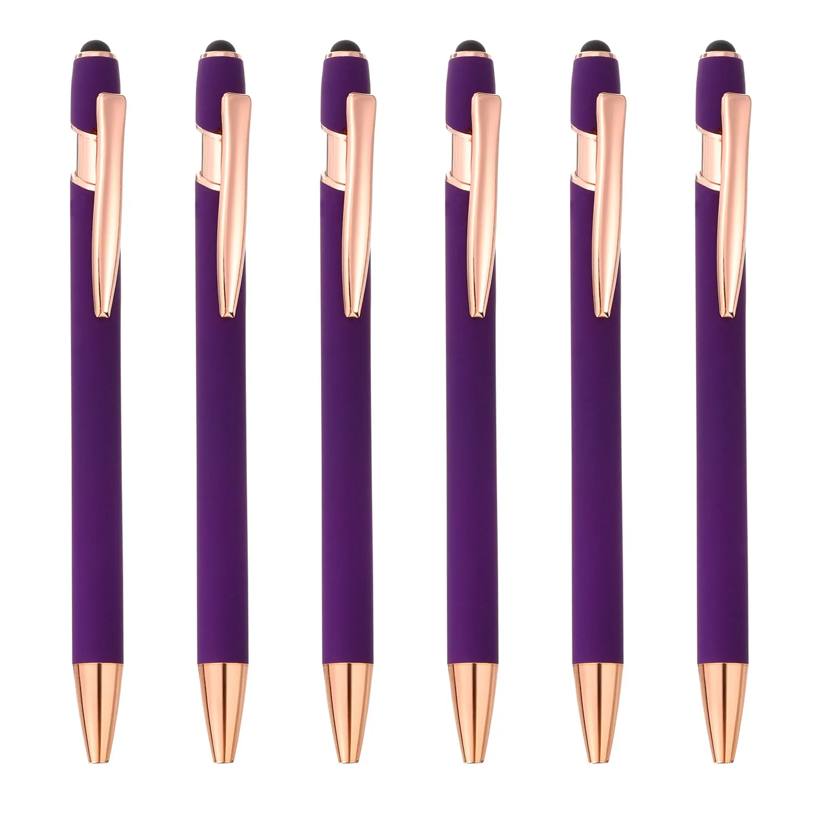 

6Pcs Ballpoint Pen with Stylus Tip 2 in 1 Metal Pen Black Ink 1.0mm Medium Point Stylus Pen for Touch Screens Purple