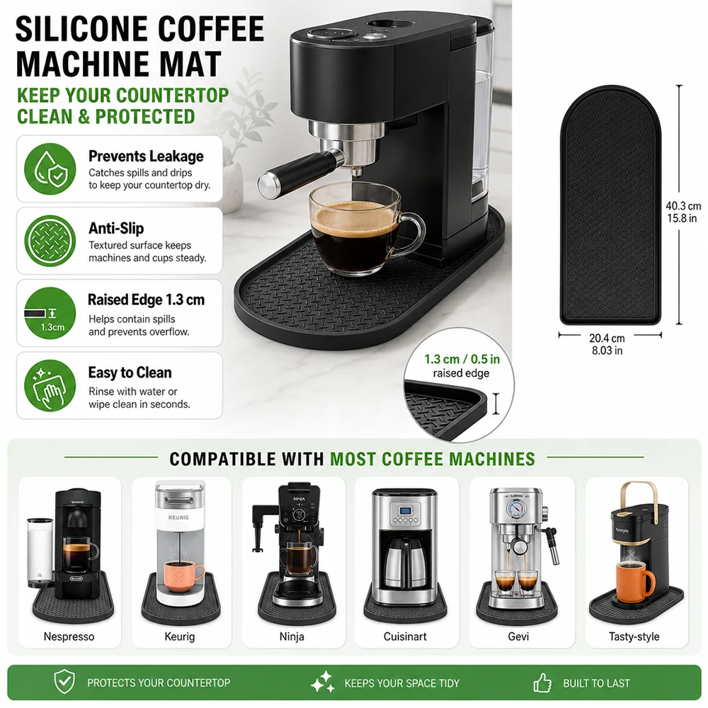 Coffee Equipment Tray - Силиконовый коврик для кофемашины 40x20 см,