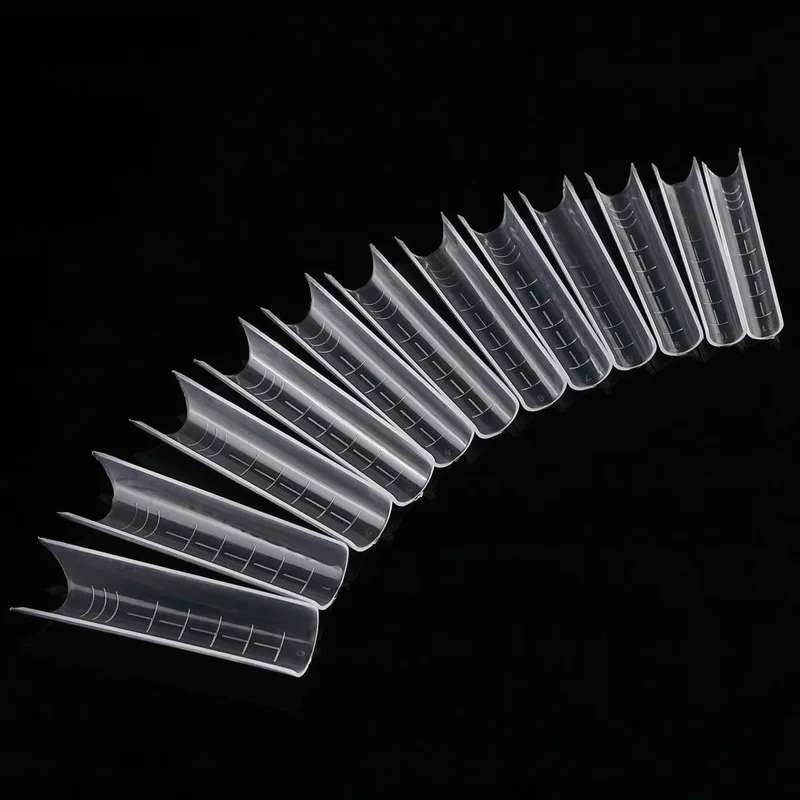 120Pcs Upper Forms UV Gel Extension C Curve Tips Acrylic Mould Nail Form Guide Long Square Nail Art Tools