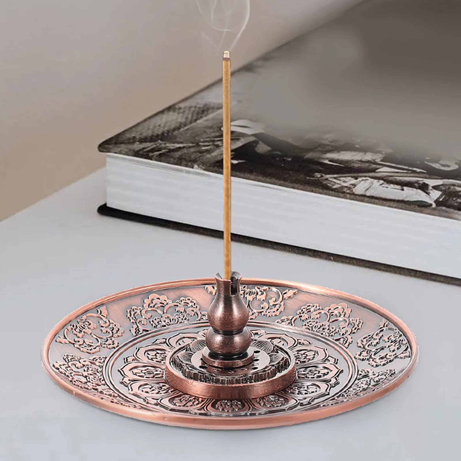 

1Set Incense Burner Tray Alloy Material Creative Arabian Design Home Decor Aromatherapy Plate for Living Room Office Tea Room