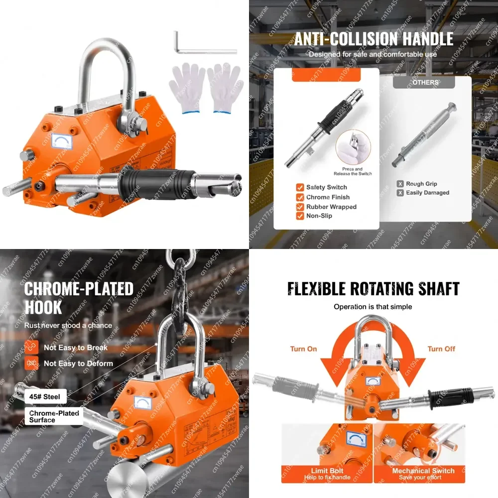 High Quality Heavy Duty Magnet For Hoist Block Shop Crane 1320 Lbs/600kg Pulling Capacity 2.5 Safety Factor Steel Neodymium